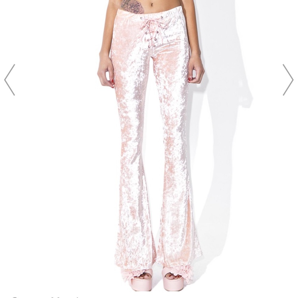 Current mood crushed velvet bell bottoms